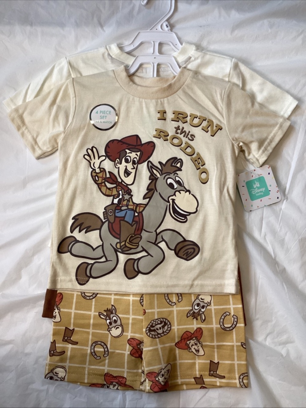 Disney Cream & Tan Woody Rodeo Tee and Shorts Set